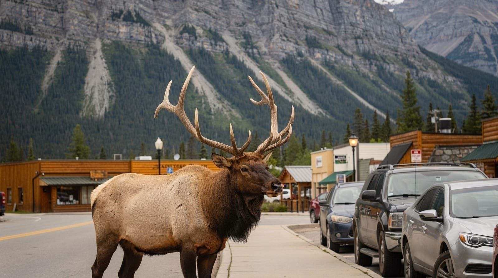 Le wapiti qui a changé ma façon de lire un trottoir à Banff en septembre