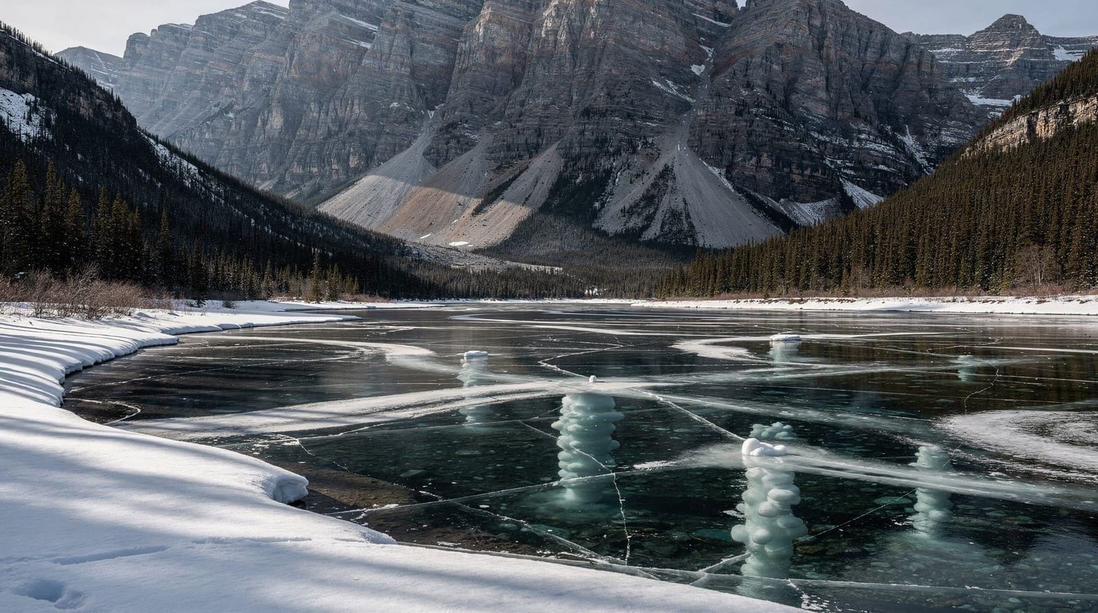 Abraham Lake ice bubbles: how and when to see them
