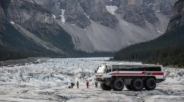 Riding the Ice Explorer onto Athabasca Glacier