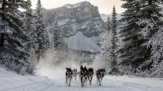 Dog sledding near Banff and Canmore