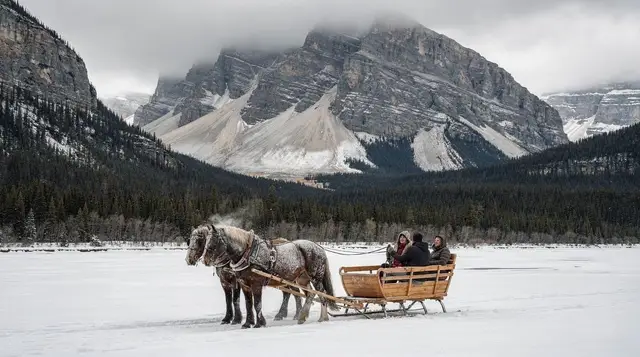 Horse-drawn sleigh rides in Banff